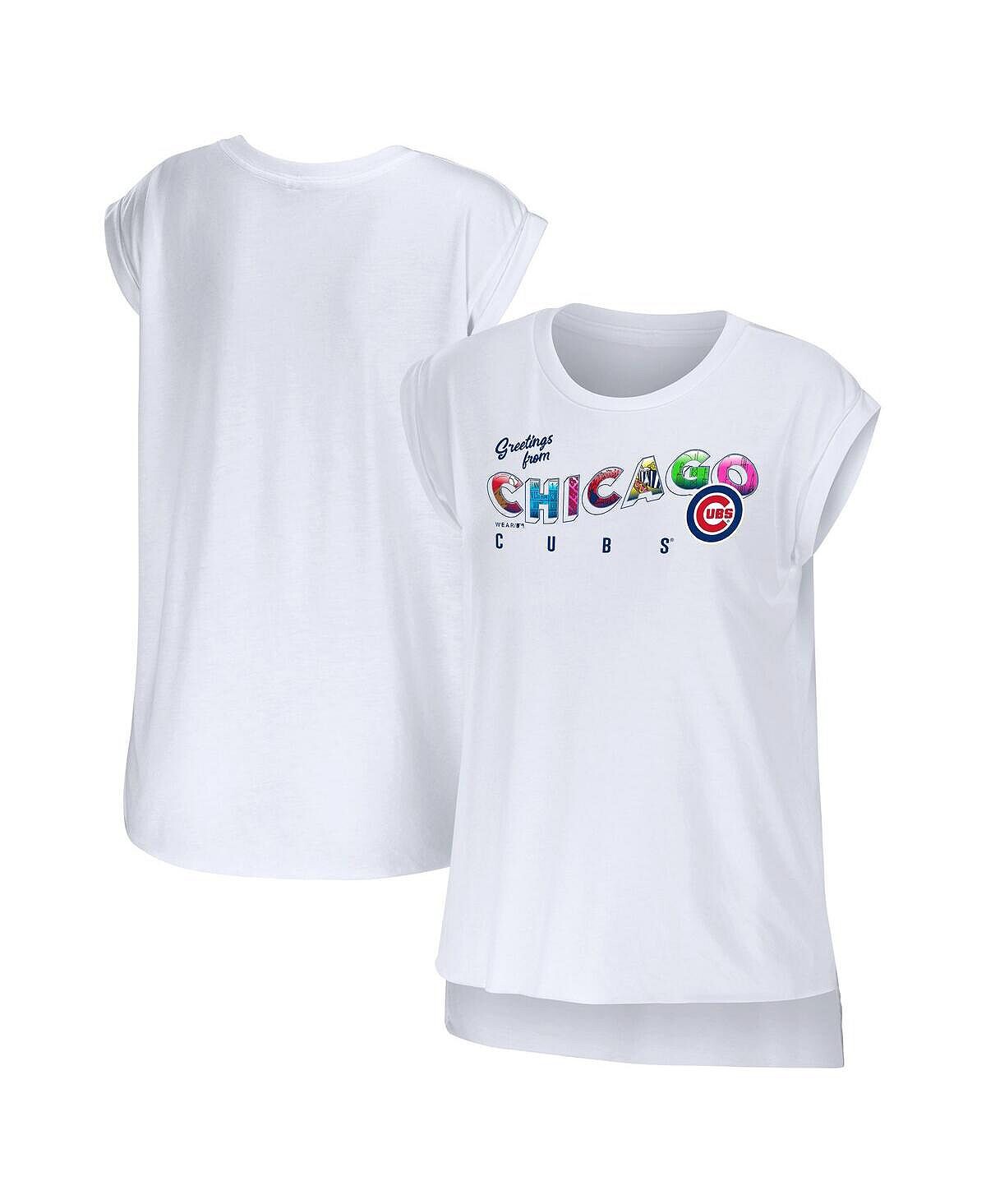 

Женская белая футболка Chicago Cubs с поздравлением из ткани WEAR by Erin Andrews, белый