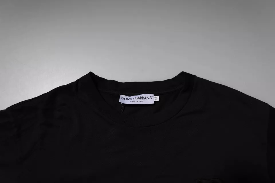 Черная хлопковая футболка с круглым вырезом и логотипом DG Dolce & Gabbana — фото 2