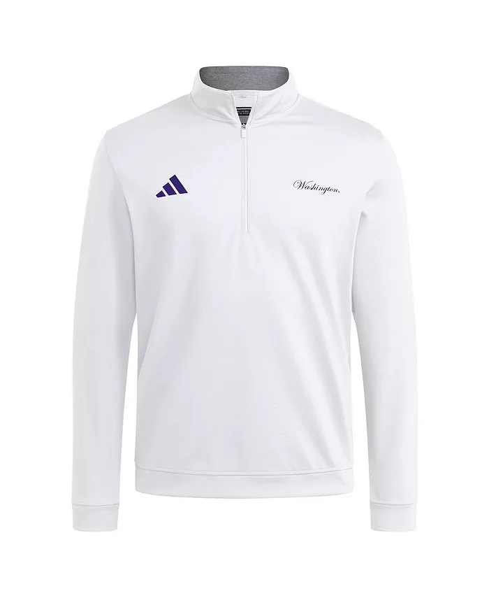 Мужская белая утепленная куртка Washington Huskies с молнией на четверть adidas — фото 2