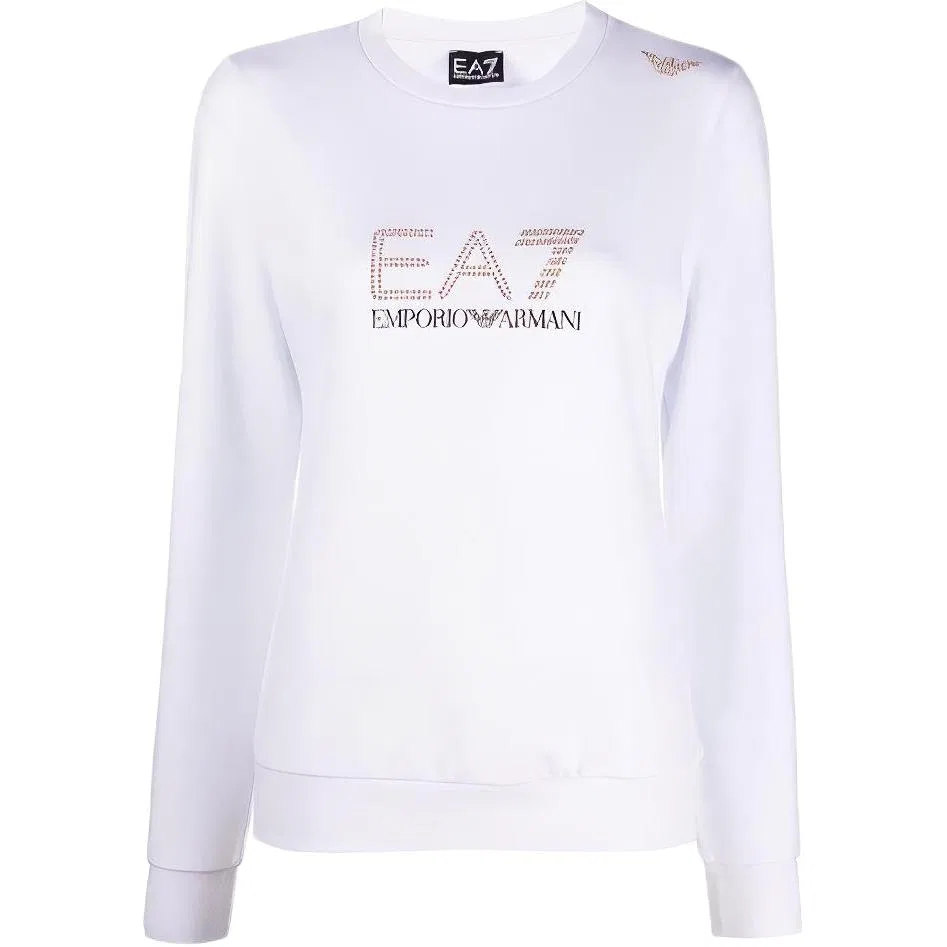 Футболка с длинным рукавом с шипами Emporio Armani белая