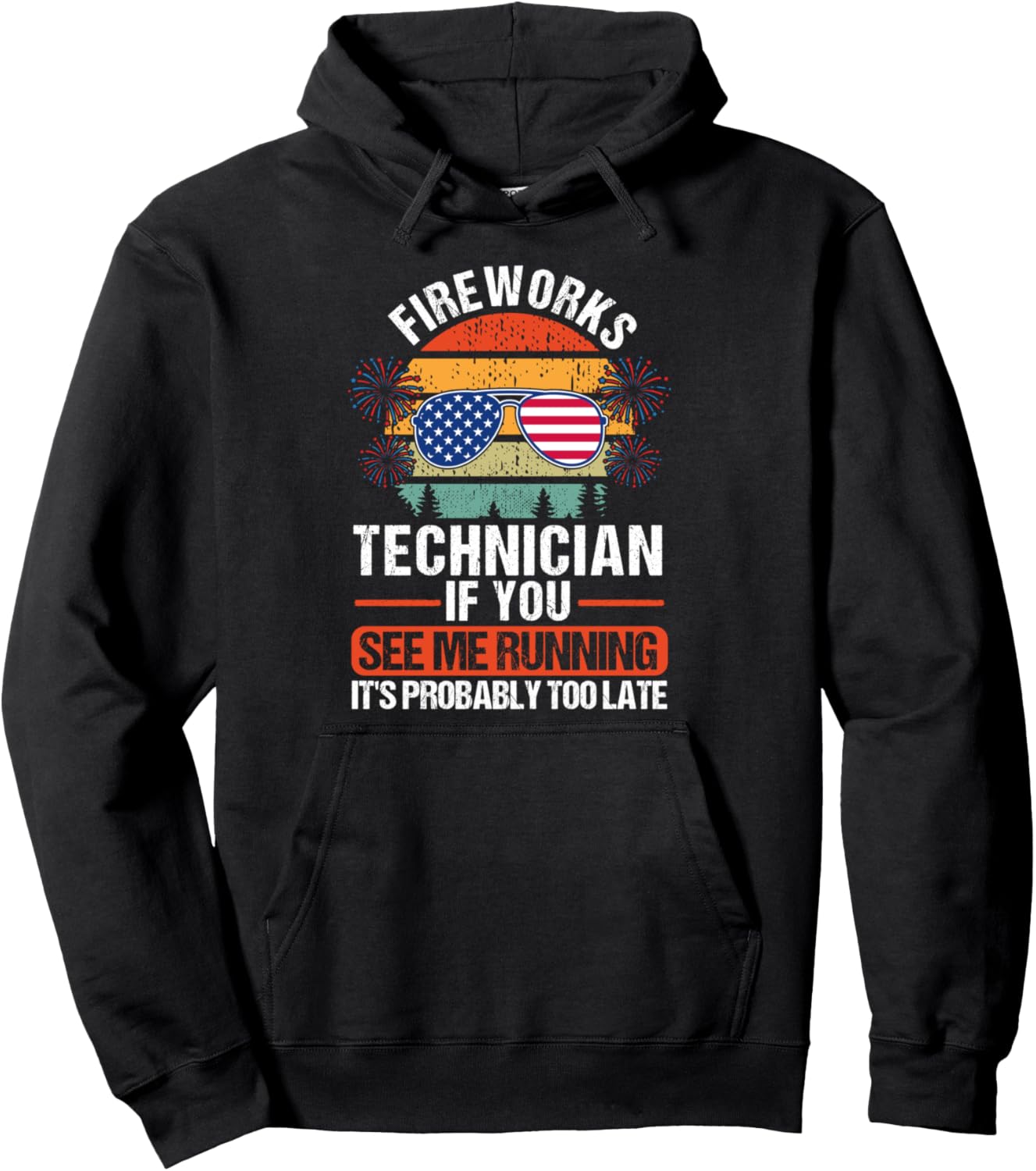 

Худи с надписью Техник по фейерверкам. Если ты меня увидишь Humor Independance Day & American Flag Gift Ideas, черный