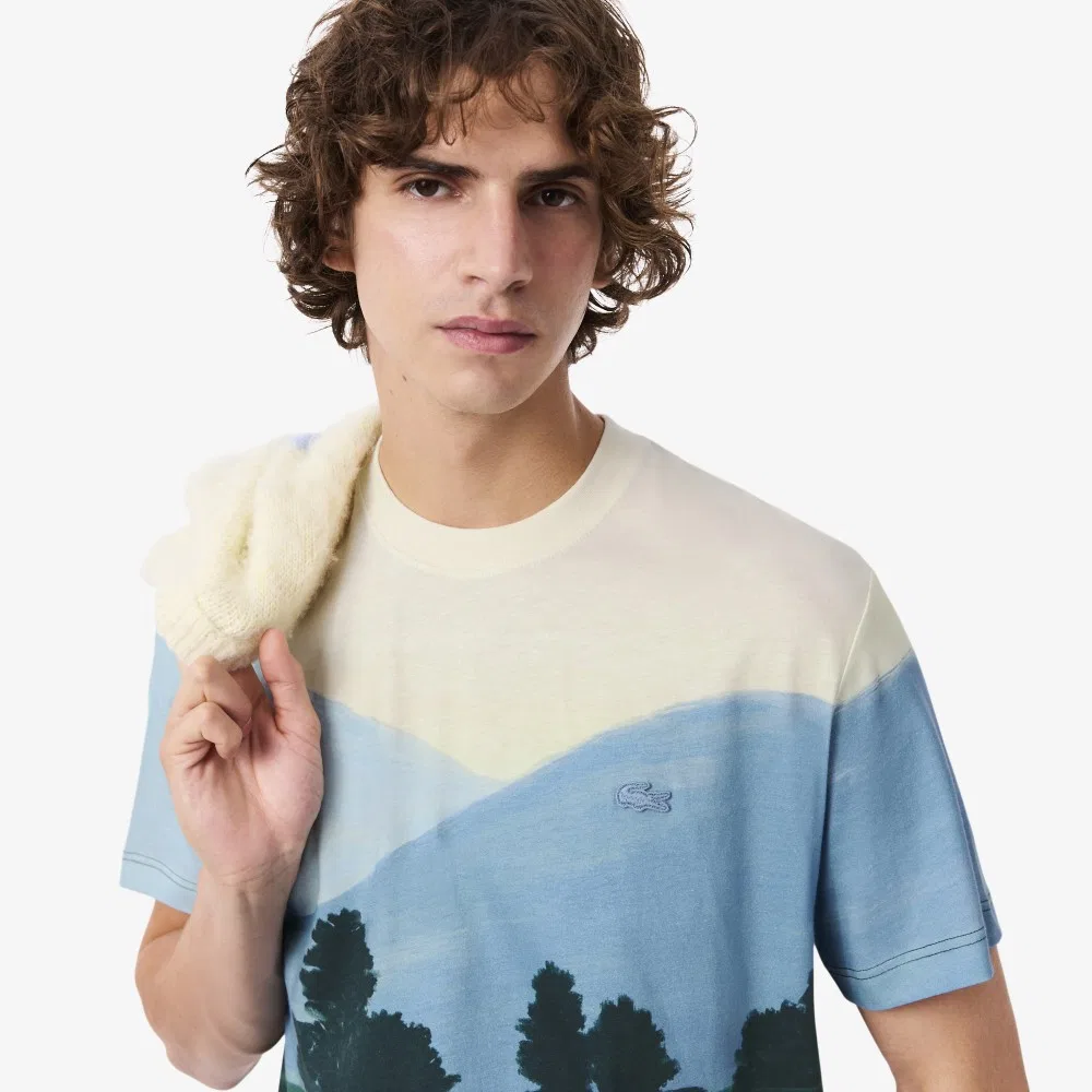 Мужская жаккардовая футболка Holiday зелёная от Lacoste — фото 2