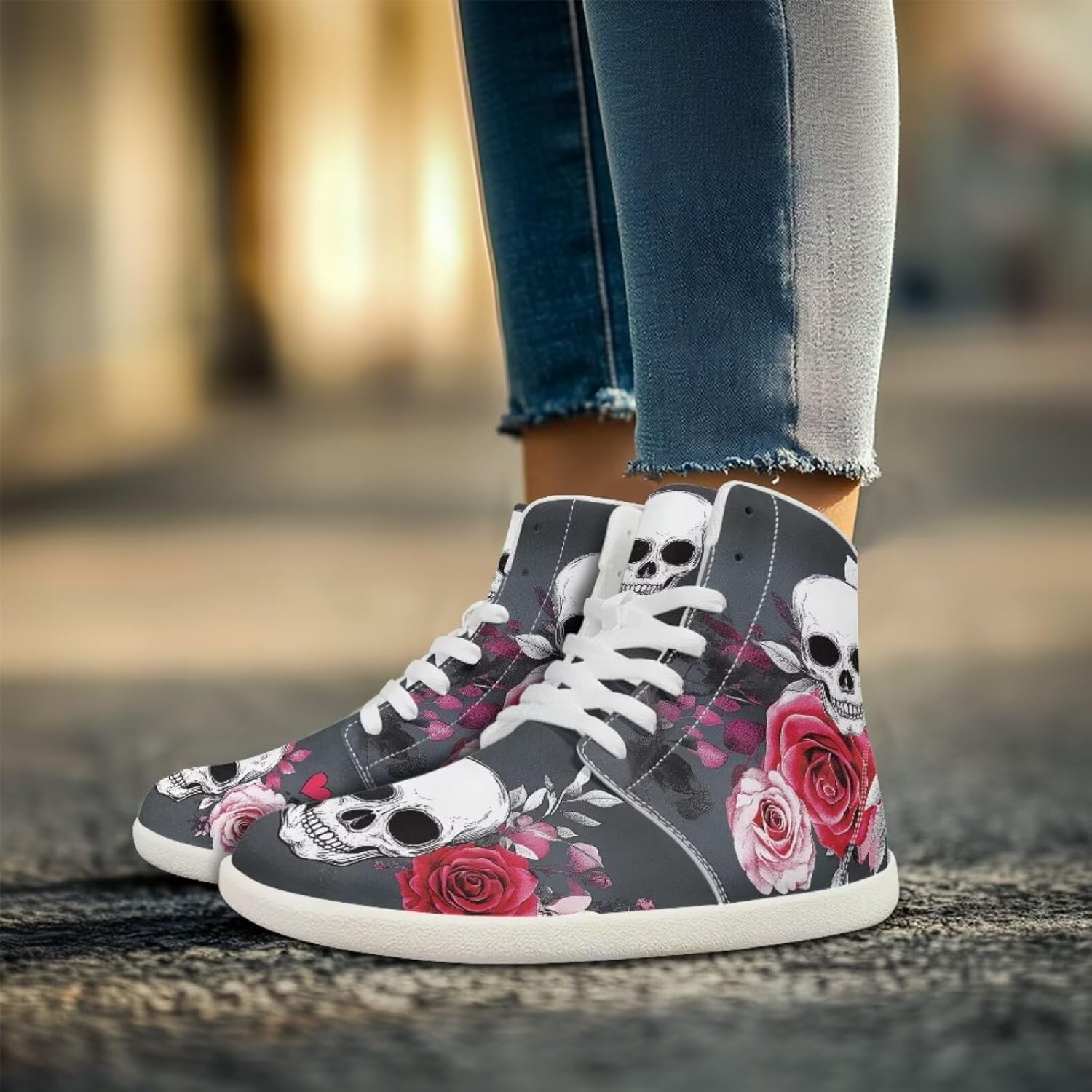 Высокие кроссовки chaqlin High Top, Skeleton Floral Roses — фото 3