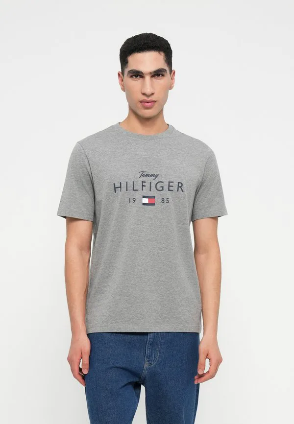 Футболка с графическим логотипом, круглый вырез, принт. Tommy Hilfiger, Medium Grey Heather