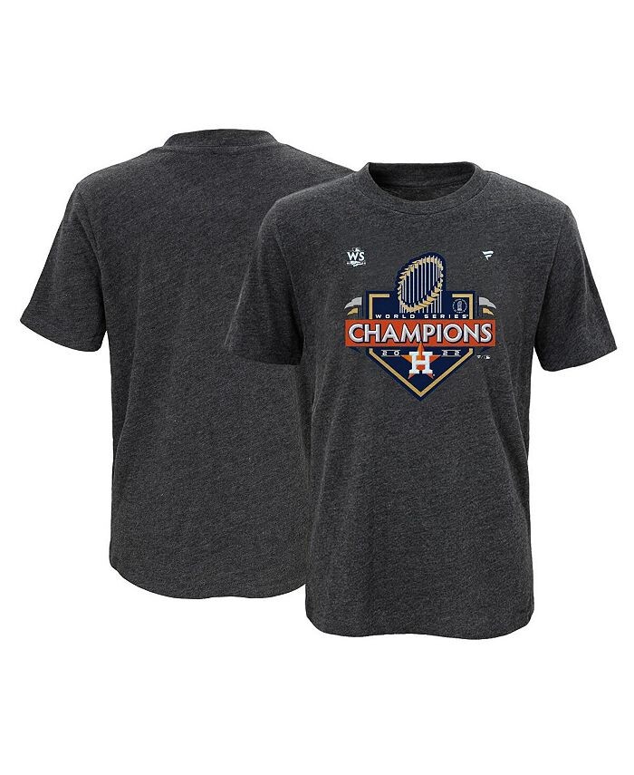 

Футболка с логотипом Heather Charcoal Houston Astros для мальчиков и девочек дошкольного возраста в раздевалке Чемпионы Мировой серии 2022 Fanatics, черный