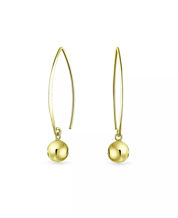 

Минималистичные геометрические серьги-подвески из стерлингового серебра с покрытием из 14-каратного золота, бусина 8 мм Bling Jewelry, gold-tone