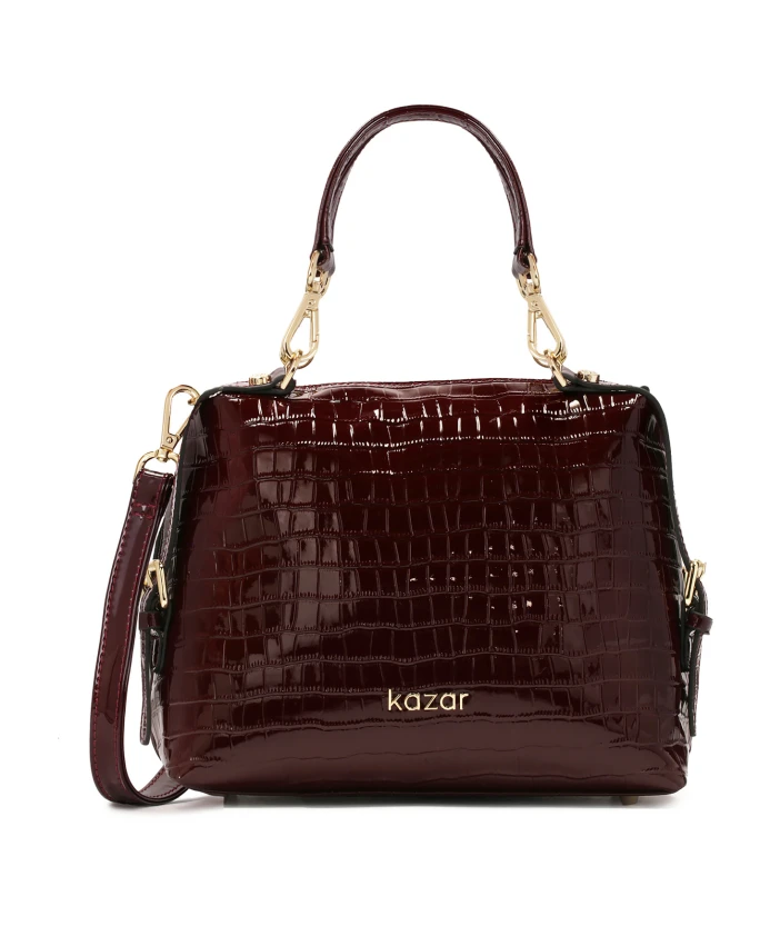 

Сумка из лакированной кожи с тиснением бордового цвета Kazar, коричневый