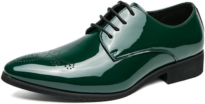 

Мужские свадебные туфли из лакированной кожи, классические оксфорды с острым носком для деловых и официальных мероприятий Waolsu, зеленый