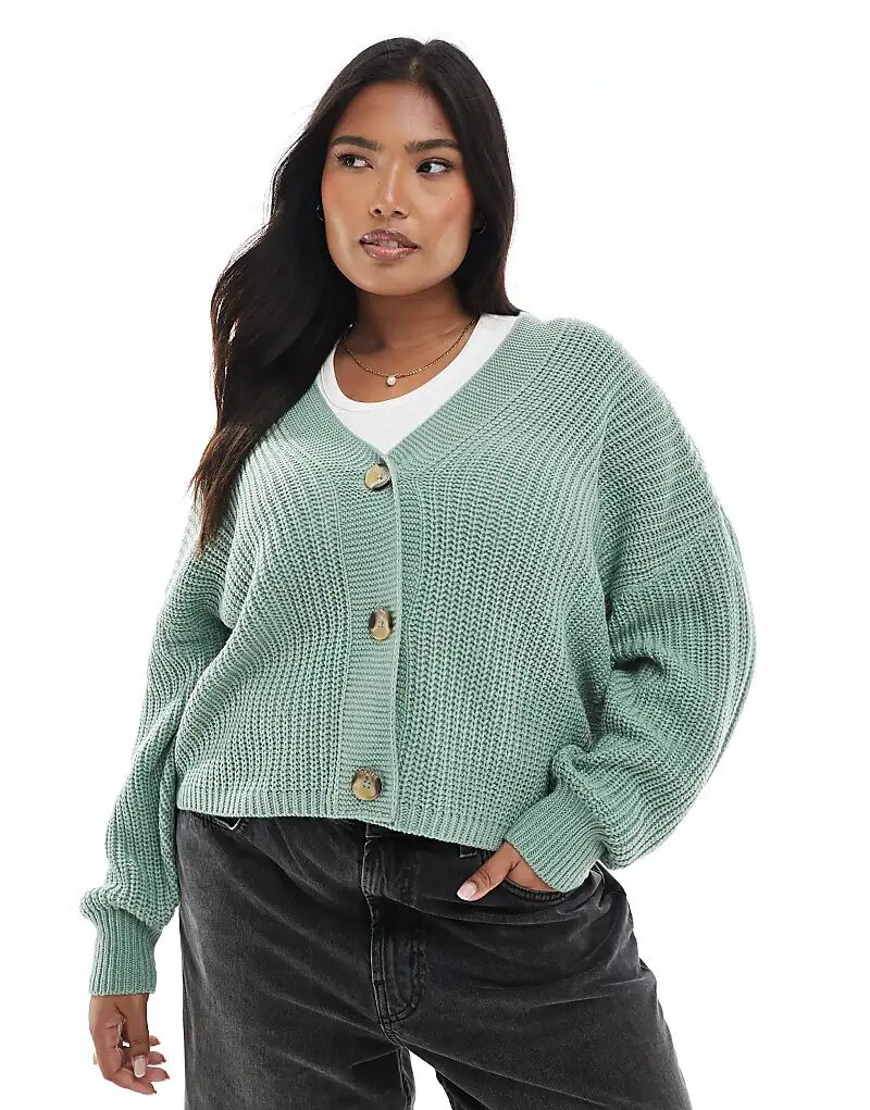 

Кардиган ONLY Curve с V-образным вырезом светло-зеленого цвета