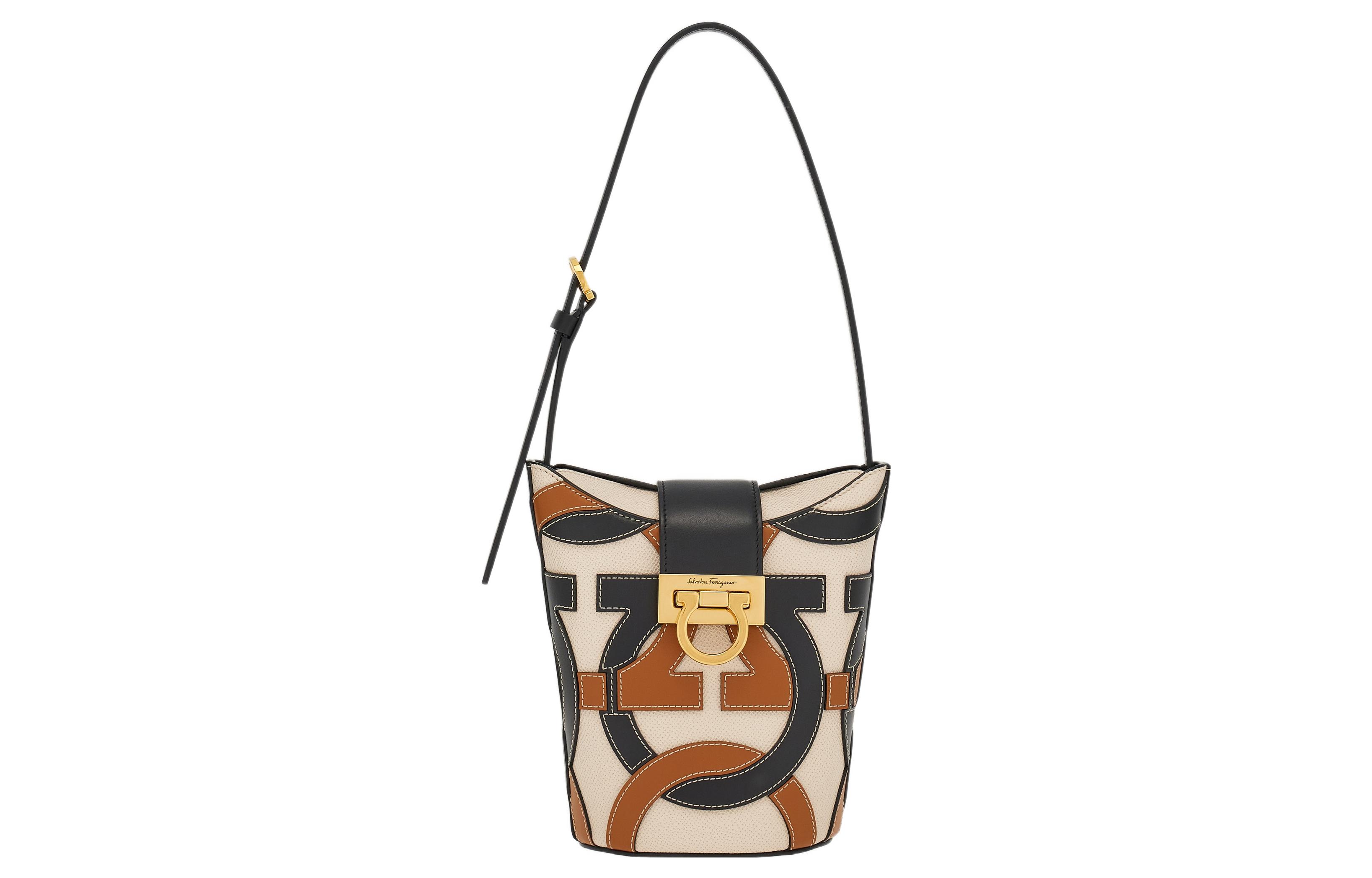 

Сумка через плечо FERRAGAMO Trifolio из коровьей кожи, женская, цвет кость черный