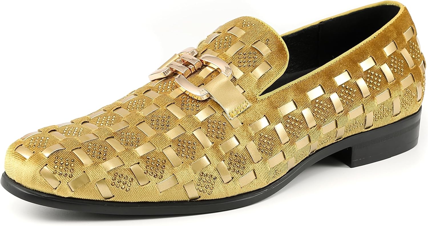 

Мужские туфли Amali Barnes с блестками, украшенные глиттером, лоферы-слипы для смокинга - оригинальные мужские туфли для торжеств, большие в размере - выбирайте на полразмера меньше, золотой