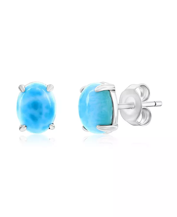 

Овальные серьги-гвоздики из стерлингового серебра (доступны с ларимаром, лазуритом, малахитом или кианитом) Caribbean Treasures, larimar