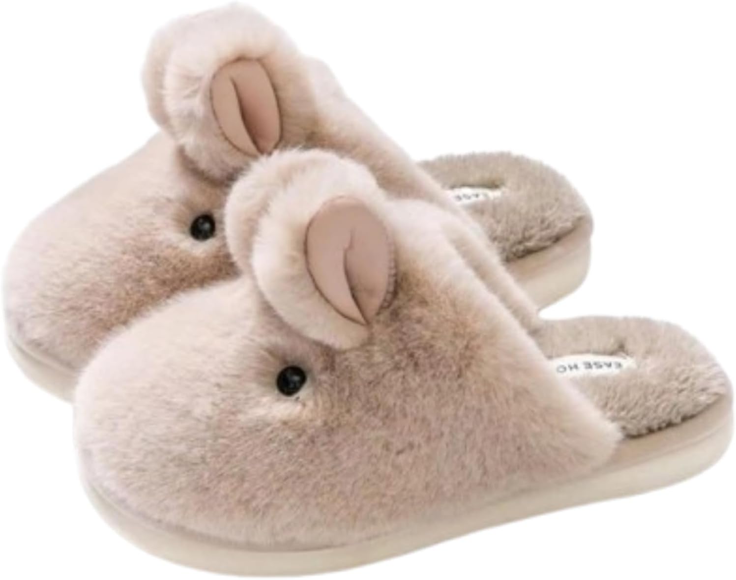 

Домашние тапочки Tellrain Bunny с милым дизайном для женщин и мужчин, уютные плюшевые тапочки, мягкие осенние и зимние теплые тапочки для дома с животными, кроликом, с памятью формы, нескользящие для использования в помещении, хаки