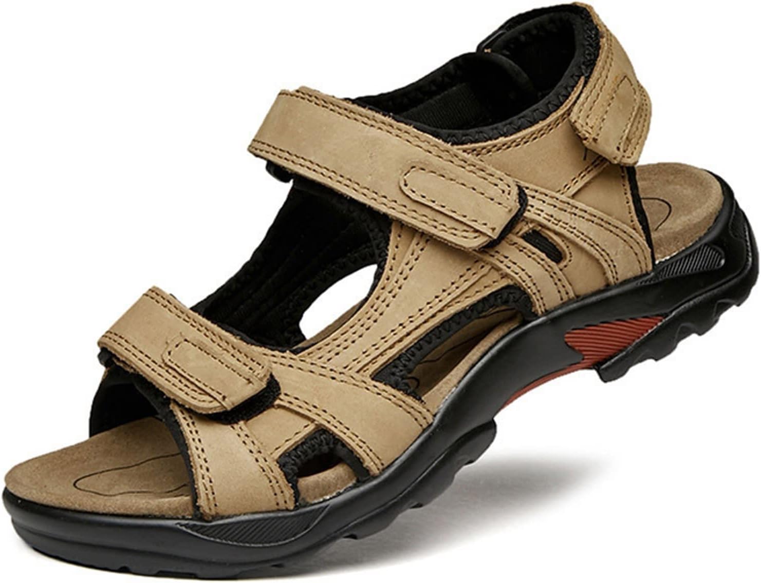 

Мужские спортивные походные сандалии для ходьбы, противоскользящие, водоотталкивающие, кожаные сандалии-трансформеры, легкие и удобные пляжные туфли, цвета хаки и коричневый (размеры 5-13) (Цвет: коричневый, Размер: 11) Ccmom