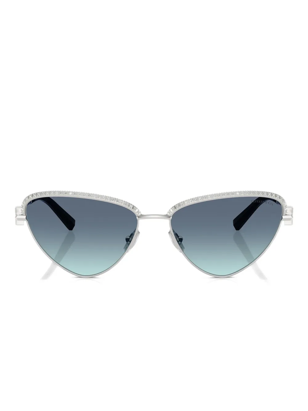 

Солнцезащитные очки в оправе 'кошачий глаз' с кристаллами Tiffany & Co, серебристый