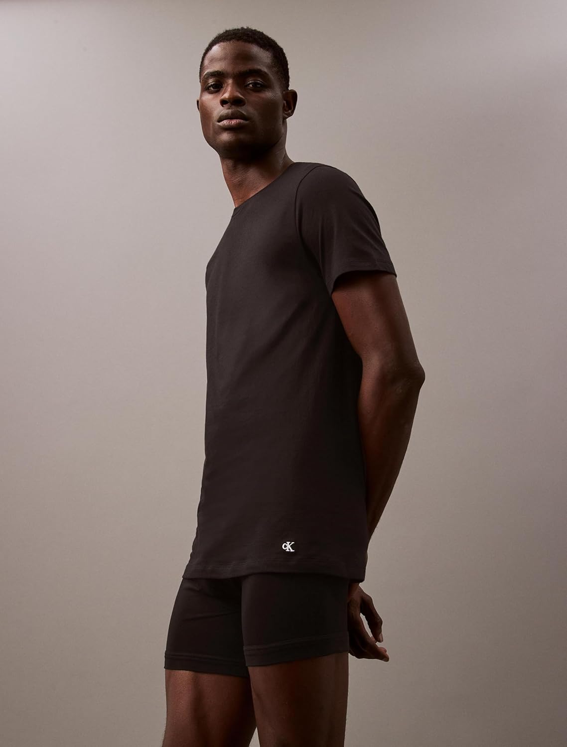 Комплект из 3 мужских классических хлопковых маек Calvin Klein, 3 Black Crewneck — фото 4