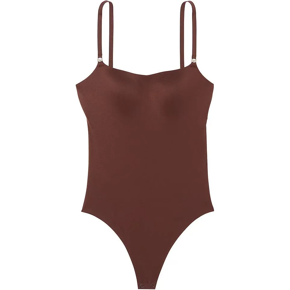 Pink Victoria's Secret Feathersoft Essentials Lightly Lined Bodysuit Jumpsuit Women's Coffee