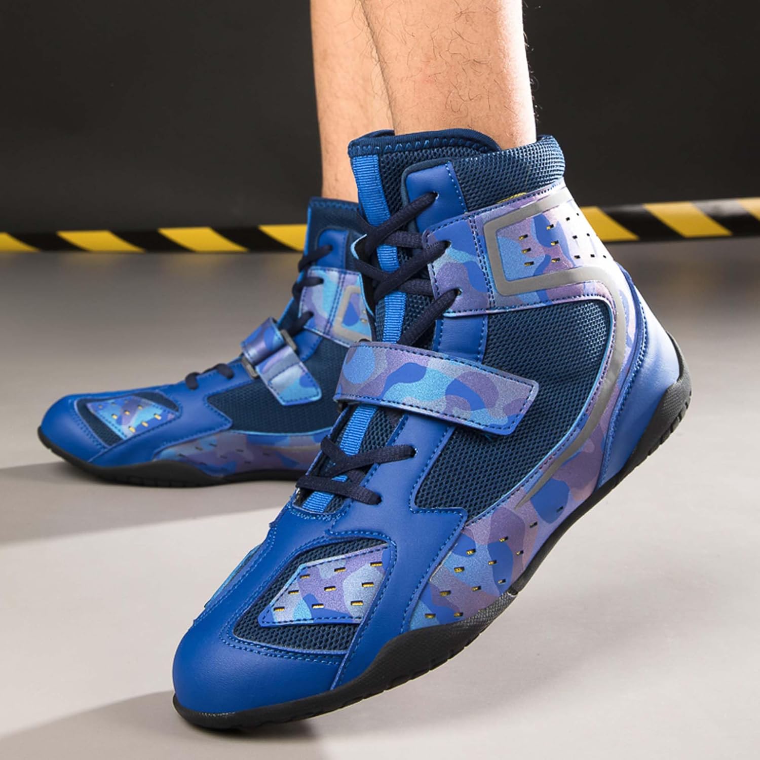 Легкие дышащие боксерские кроссовки Non-Slip Pro для борьбы, синие боксерские туфли Mekuk — фото 4
