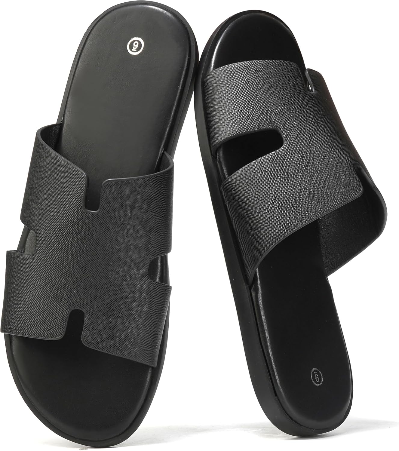 

Мужские летние сандалии SoleilSandal из кожи, удобные сандалии на плоской подошве с мягкой стелькой из мемори-пены, резиновая подошва, нескользящие, повседневные модные шлепанцы, черный