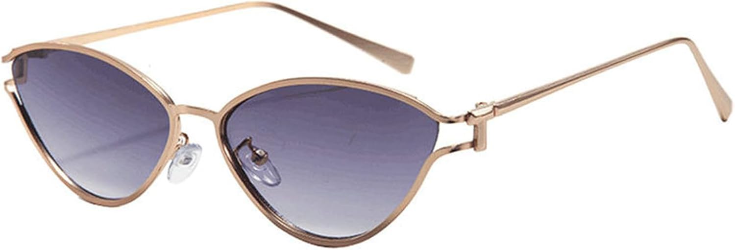 

Willochra Модные ретро-солнцезащитные очки в узкой оправе «кошачий глаз» для женщин, стильные и забавные, с небольшой металлической оправой, с защитой от УФ-излучения UV400, C1