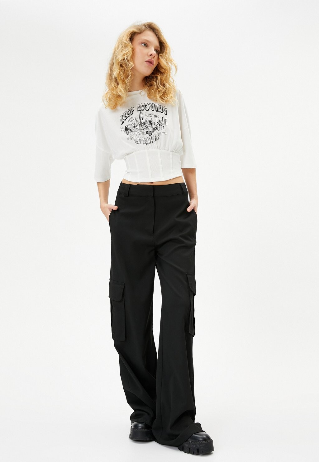 

Топ с длинными рукавами CORSET DETAIL CREW NECK Koton, бежевый