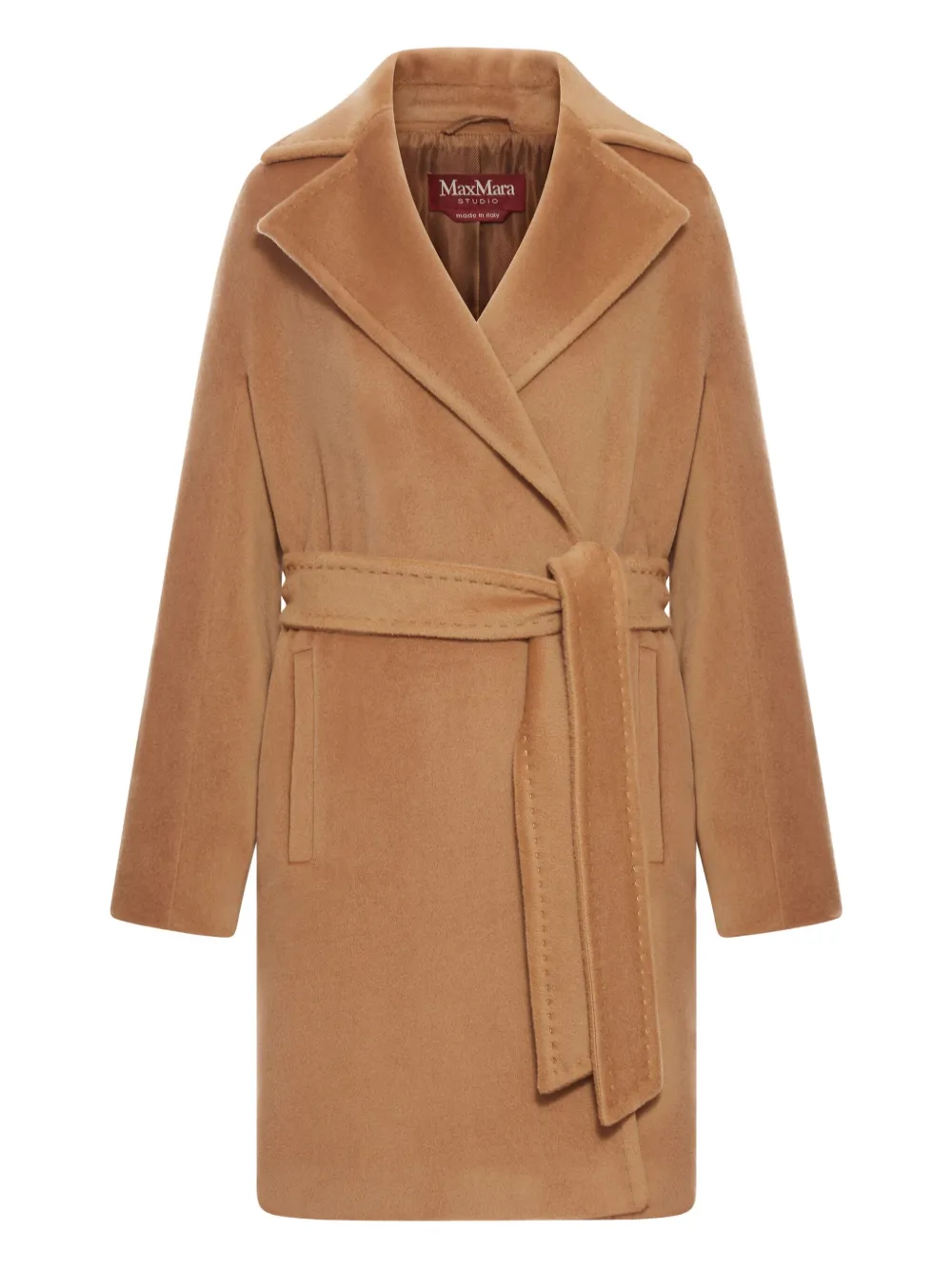 

Шерстяное пальто с поясом MAX MARA, коричневый