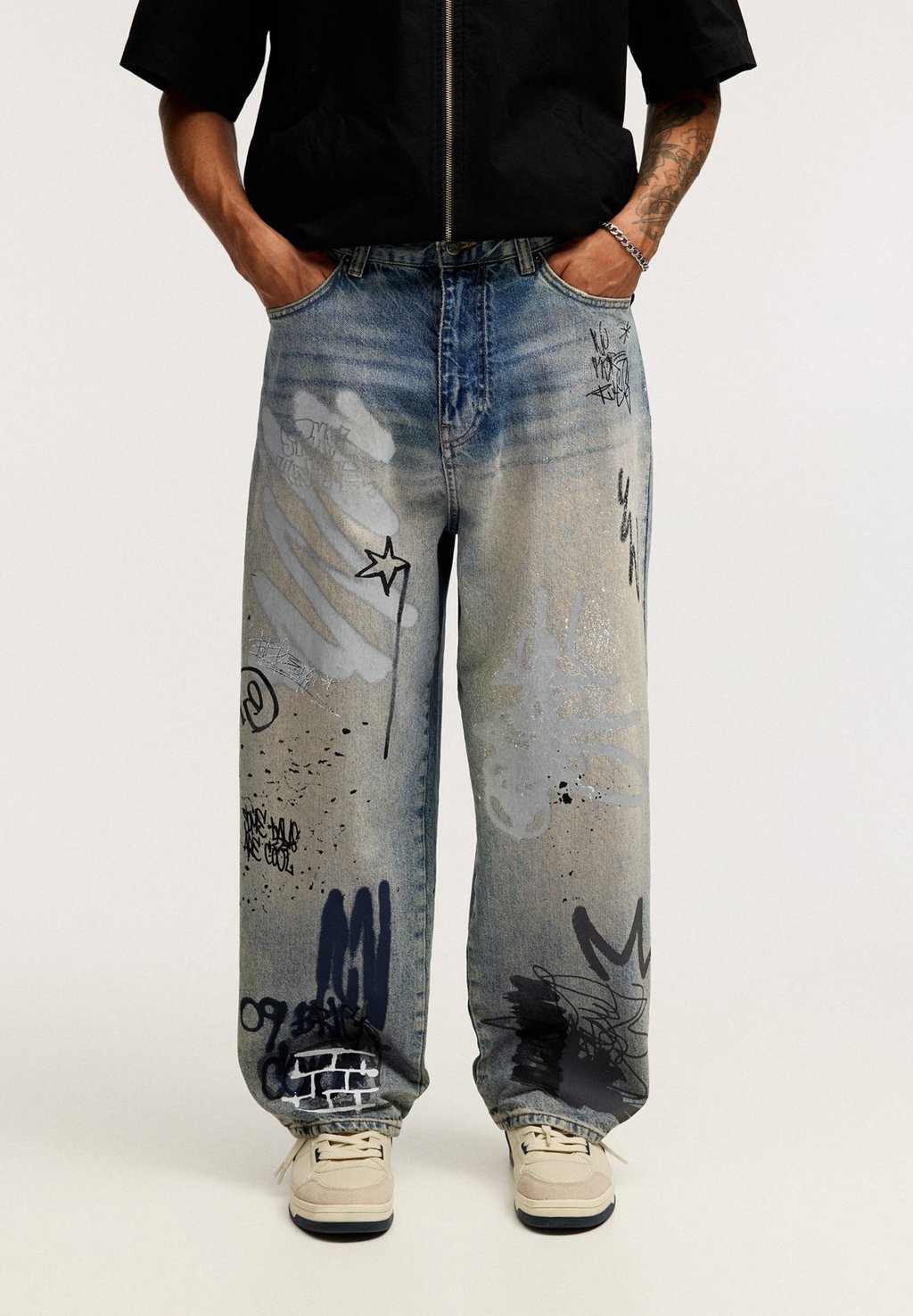 

Джинсы прямого покроя GRAFFITI SKATER PULL&BEAR, деним