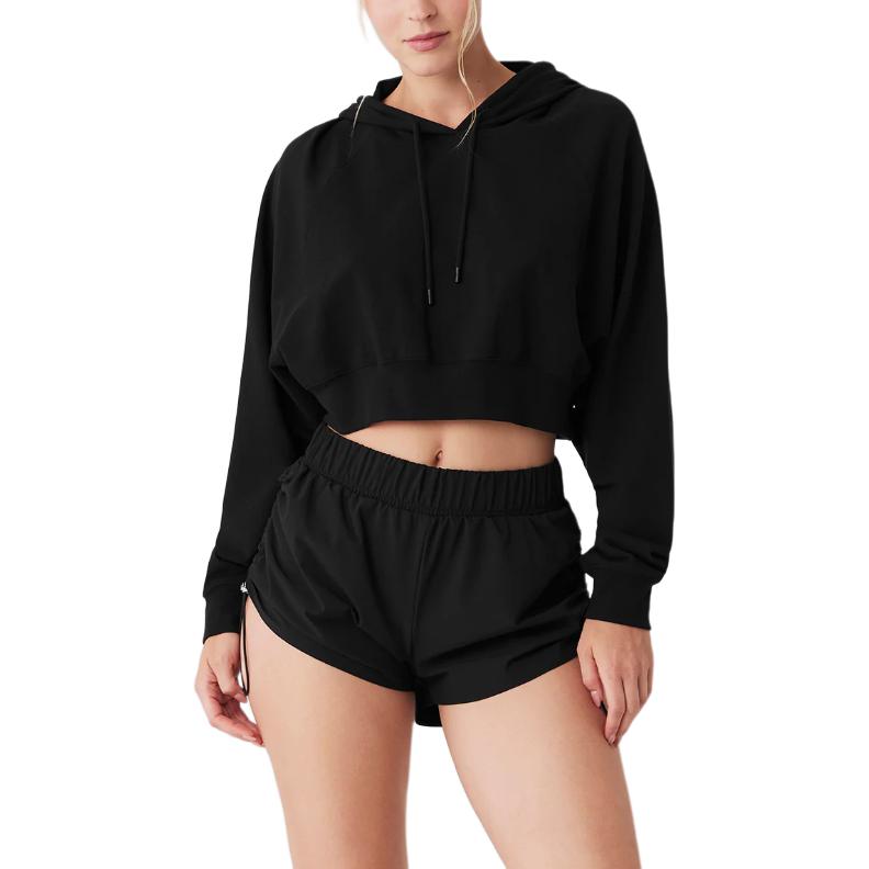 

Кроп худи с капюшоном Double Take женский Alo Yoga, черный