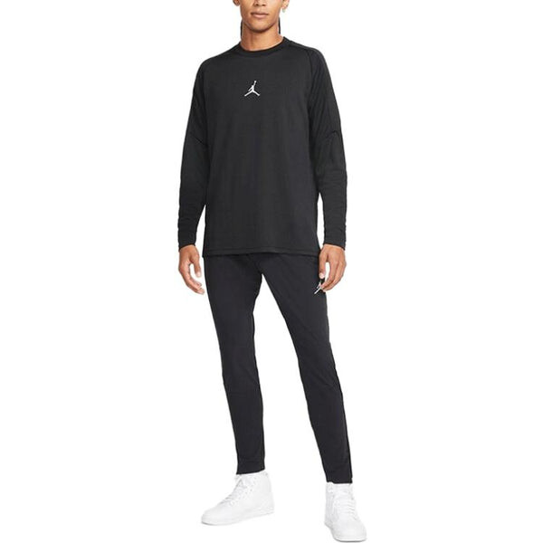 Футболка Air Jordan DRI-FIT Logo Printing Round Neck Sports Pullover Long Sleeves Black, черный — фото 3