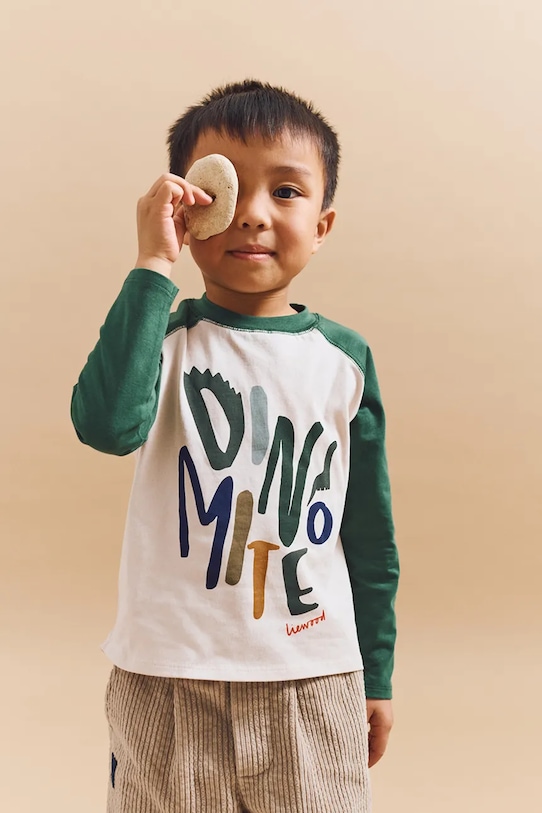 

Детский хлопковый лонгслив Ellington Placement T-shirt Liewood, бежевый