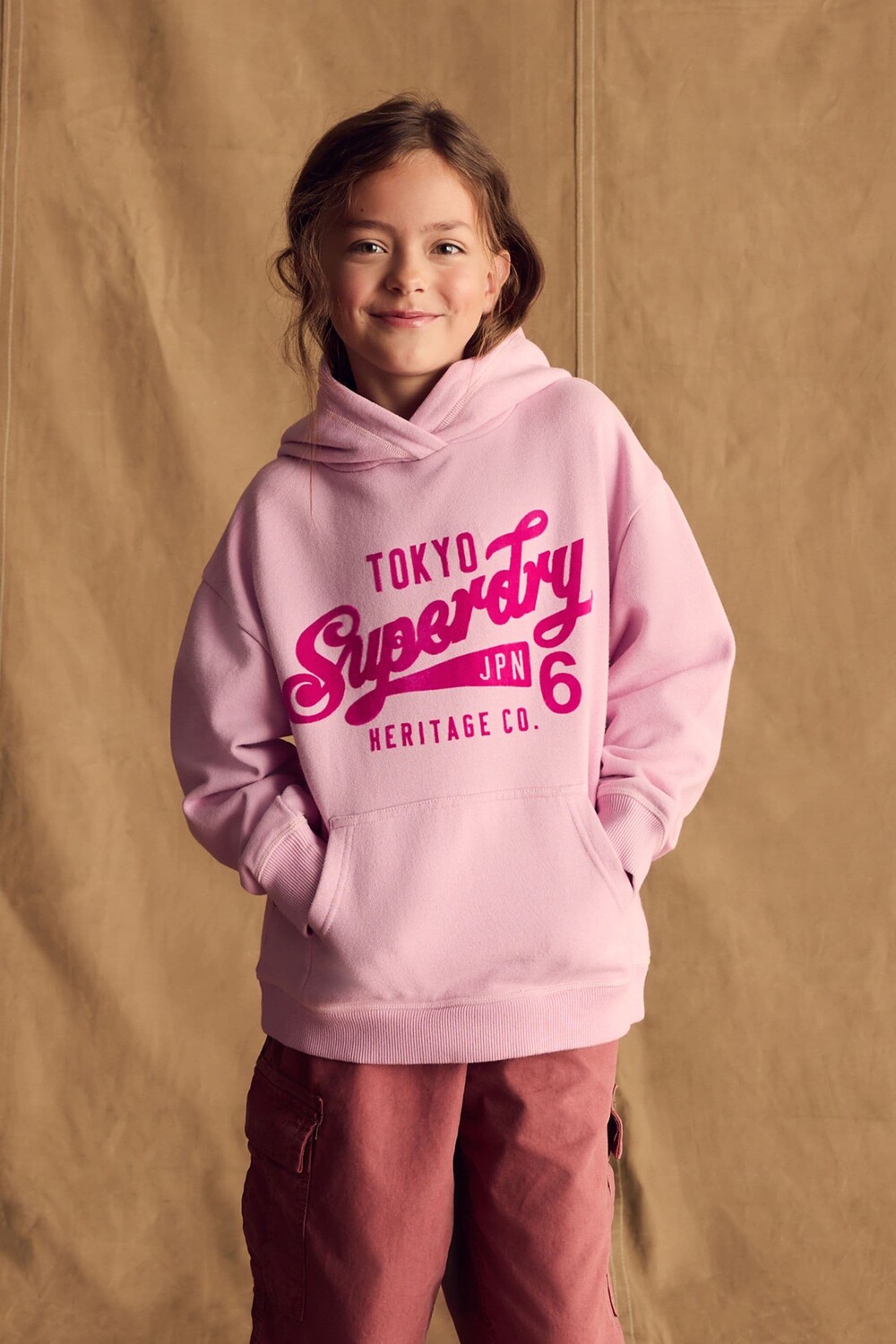 

Толстовка с логотипом для девочек постарше Superdry, розовый