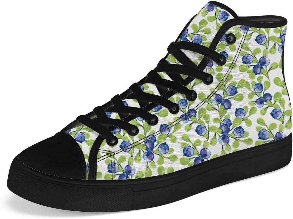 

Высокие кеды из холщовой ткани с черникой, фруктовые высокие кеды на шнуровке, повседневная обувь, подарки для мужчин и женщин Chebing, зеленый