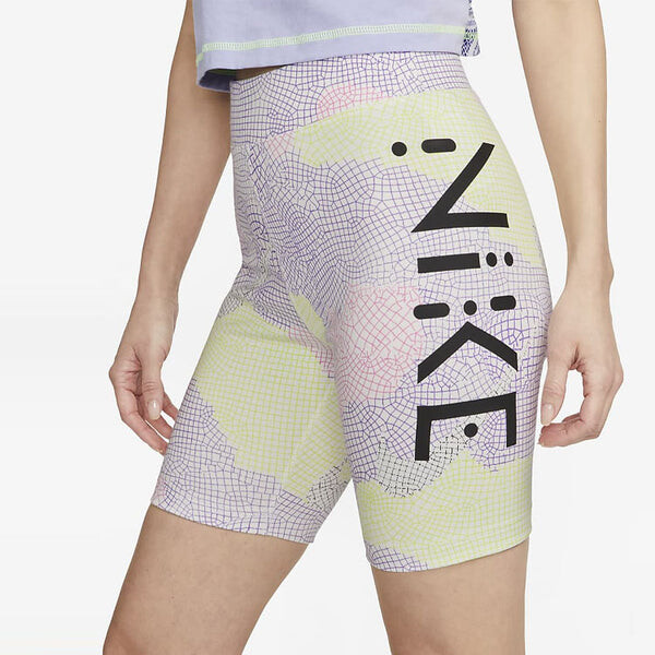 Шорты x serena williams design crew high-waisted printed biker shorts (asia sizing) 'purple yellow' Nike, мультиколор — фото 2