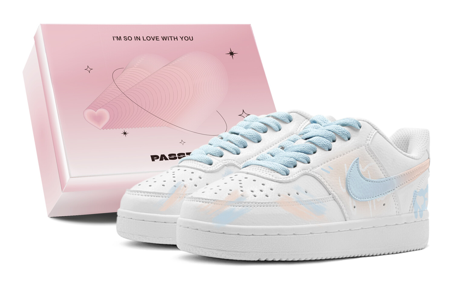 

Кроссовки Nike Court Vision 1 Skateboarding Shoes Men Low-top Pink, голубой, Синий, Кроссовки Nike Court Vision 1 Skateboarding Shoes Men Low-top Pink, голубой