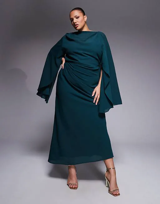 

Бирюзовая накидка-кимоно с драпировкой и открытой спиной ASOS DESIGN Curve