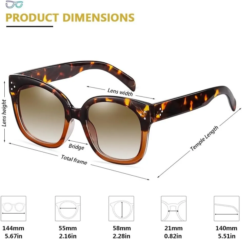 

Квадратные солнцезащитные очки 2027 для женщин, женские очки для вождения, мужские большие винтажные очки для женщин с защитой от УФ-излучения UV400 MTZJH, Brown