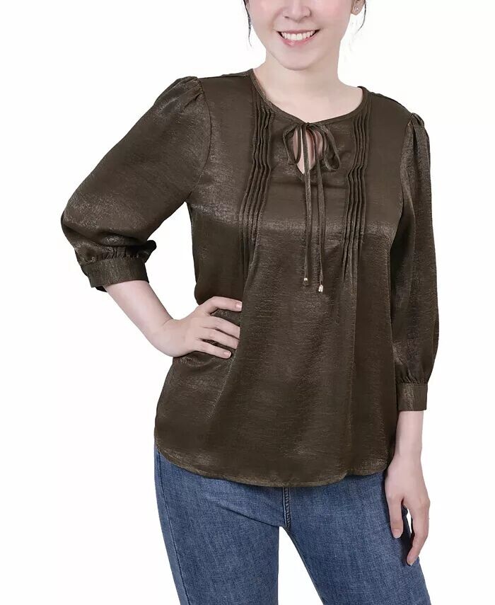 

Женская атласная блузка с рукавами до локтя NY Collection, зеленый