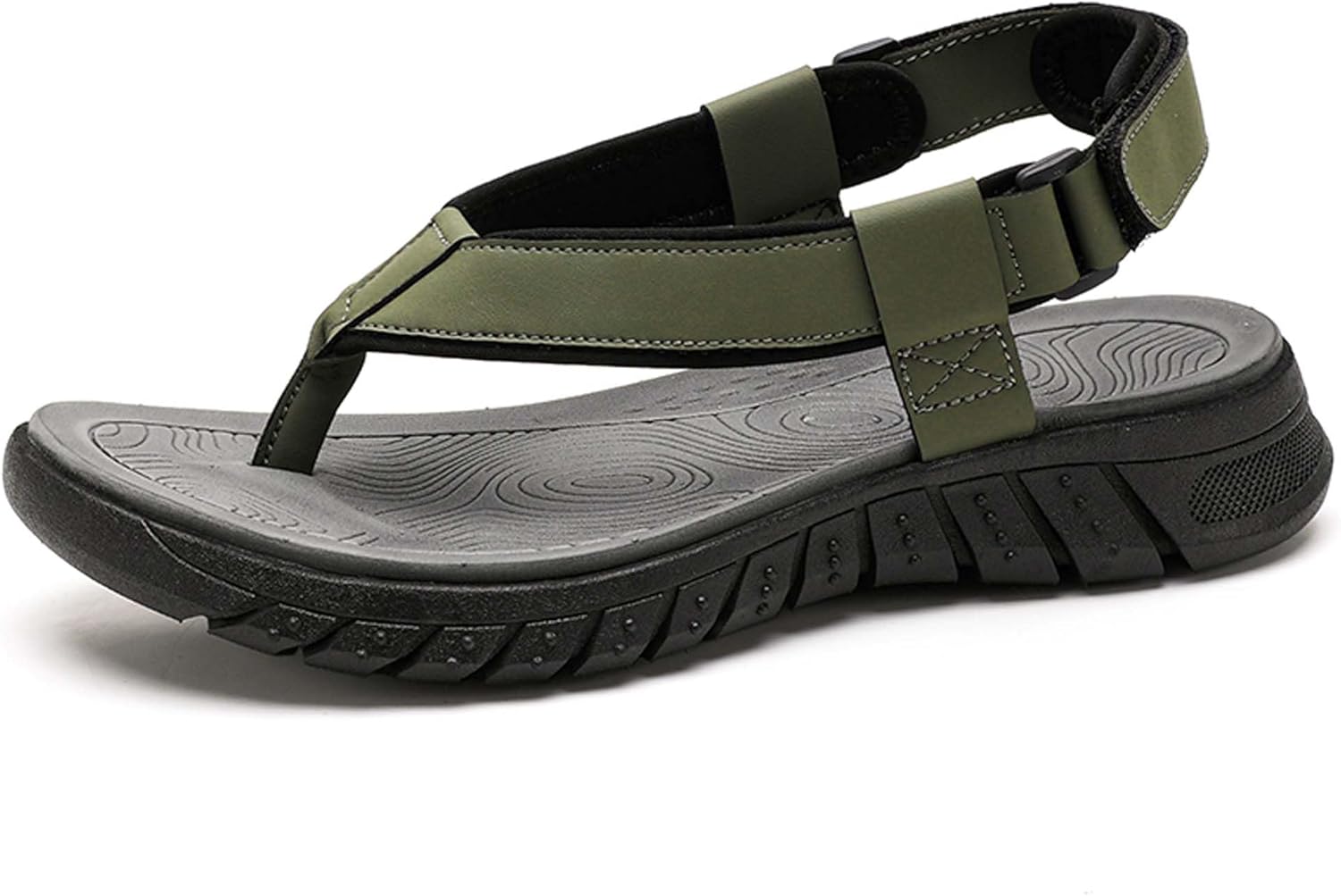 

Мужские сандалии с открытым носком для пляжа, летние спортивные сандалии для улицы, нескользящие походные и повседневные сандалии Generic, зеленый