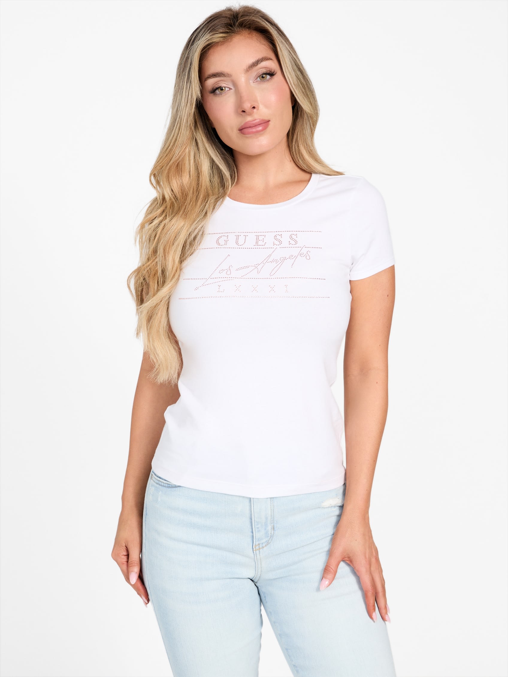 

Футболка Eco Viktoria с камнями Guess Factory, белый