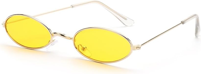 

Солнцезащитные очки конфетного цвета с металлическим покрытием, защита от ультрафиолета UV400, маленькая овальная форма, женские солнцезащитные очки DSVIGF, B Gold Yellow