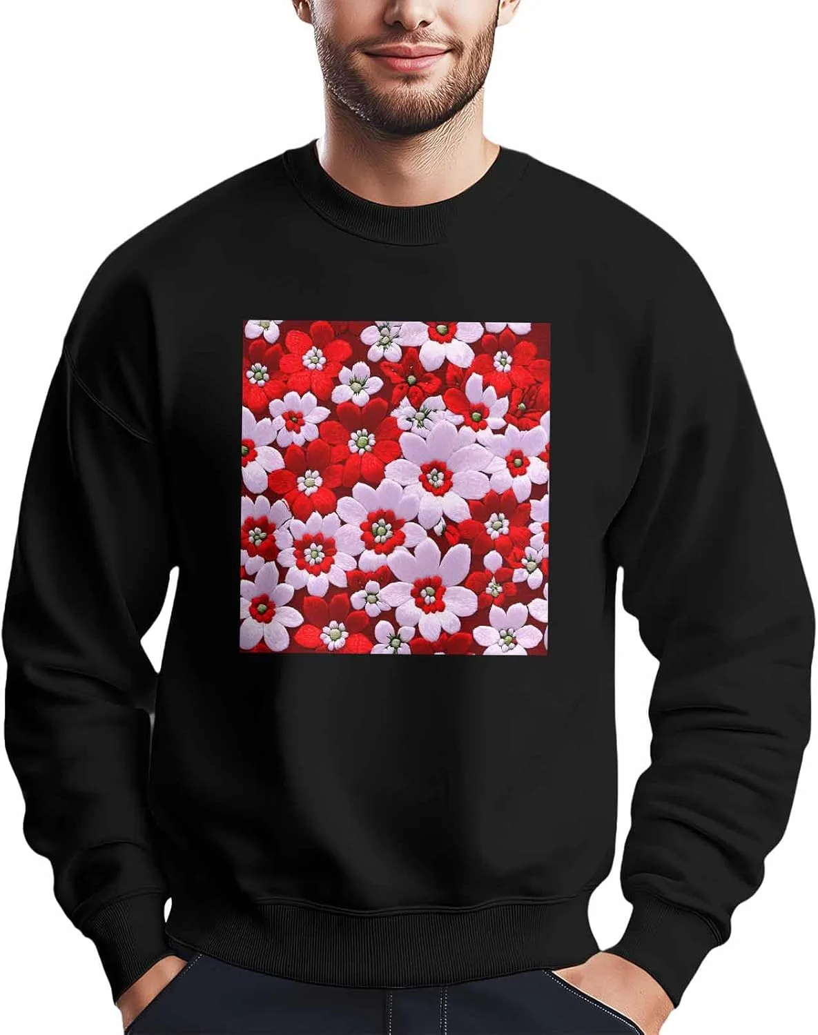 

Мужской свитшот с принтом розовых и красных цветов, лонгслив Winvebermior