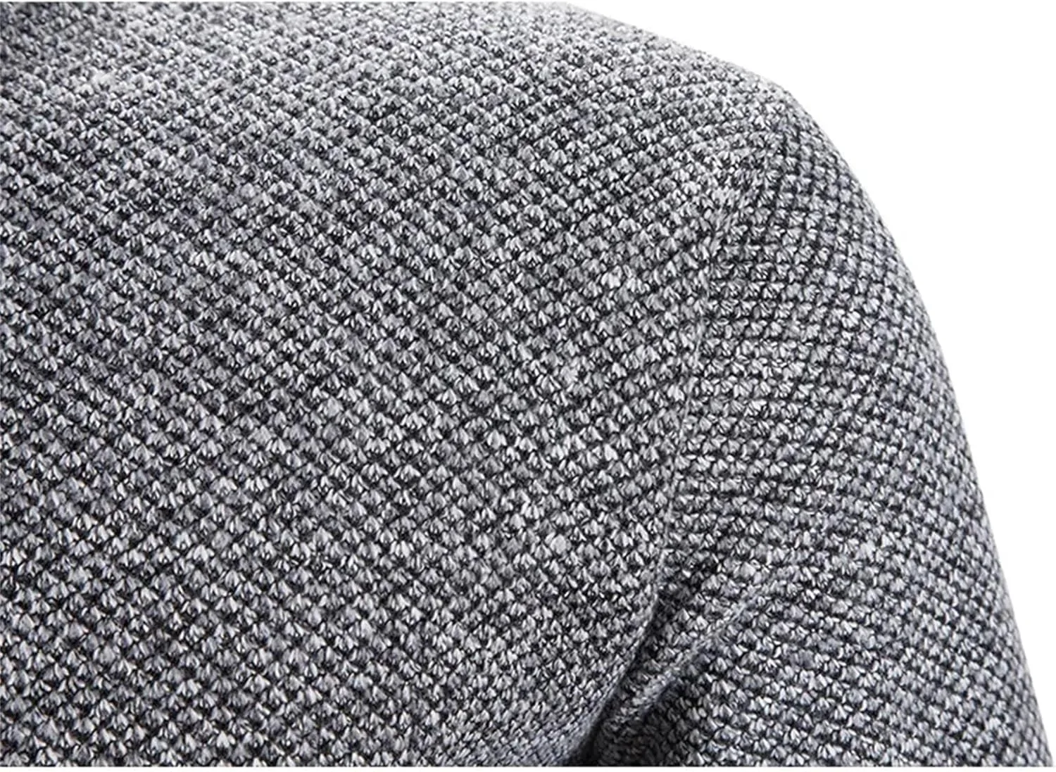 Мужской свитер из хлопкового флиса, утепленный, с длинным рукавом, Slim Fit, полузастежка-молния, водолазка — фото 4