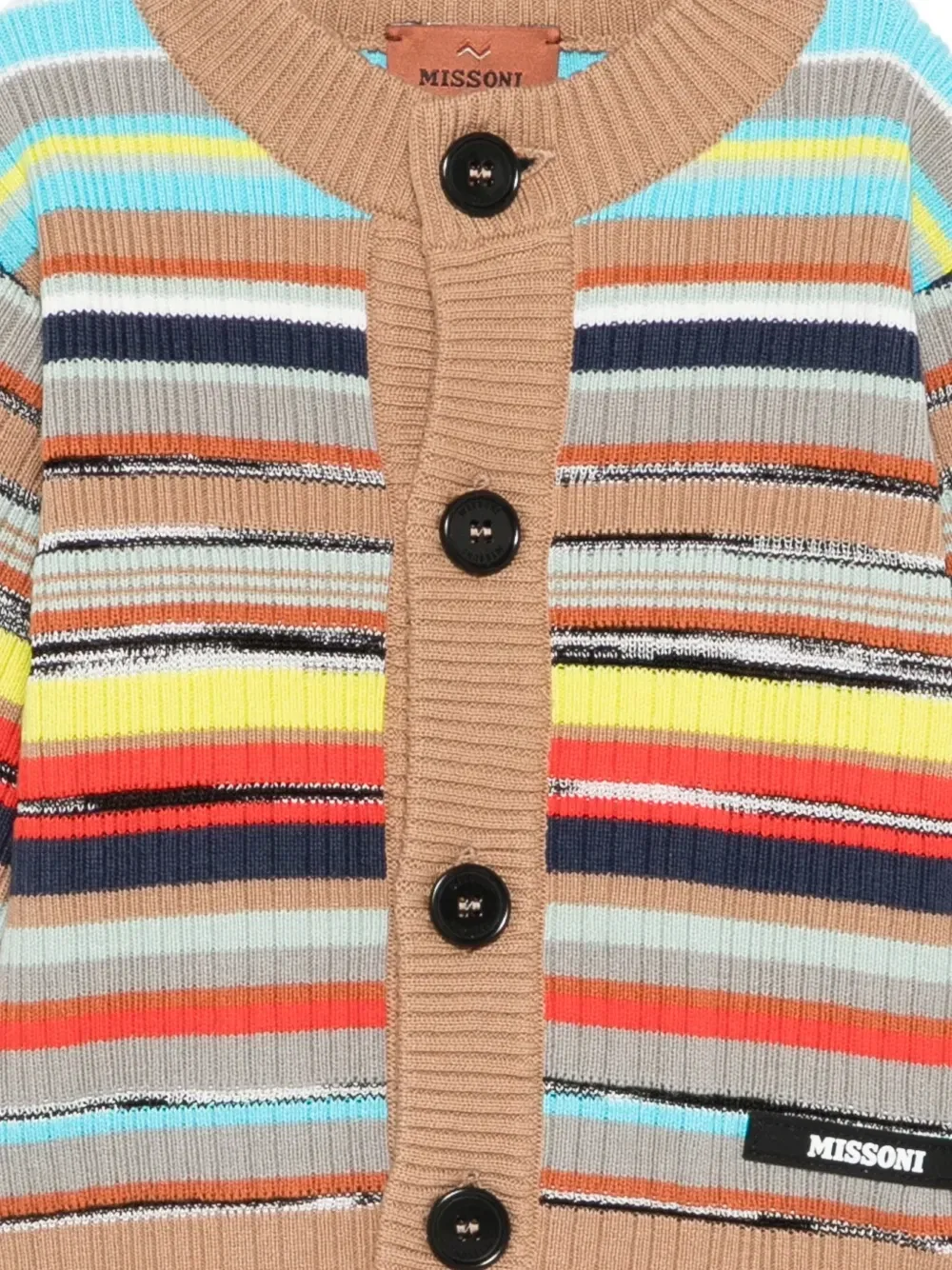 Кардиган в полоску на пуговицах Missoni Kids, бежевый — фото 3