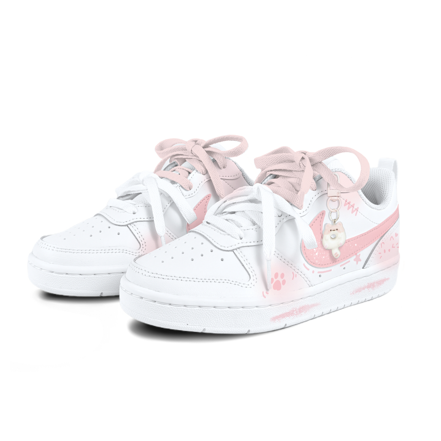 Nike Court Borough Kitten Anime противоскользящие износостойкие детские скейтборд-кроссовки Light Pink для подростков — фото 4