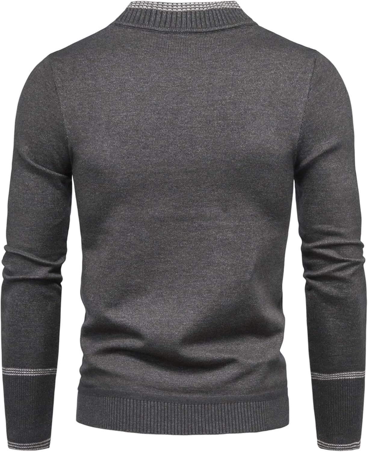 Толстовка Wool Sweater мужская осень-зима с длинным рукавом и воротником-стойкой, кабельная вязка, приталенный силуэт, plus size, однотонная — фото 3