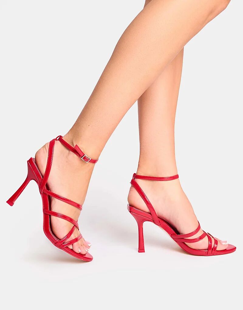 Туфли Public Desire Free Spirit на среднем каблуке с круглым носком и ремешками, красные — фото 3