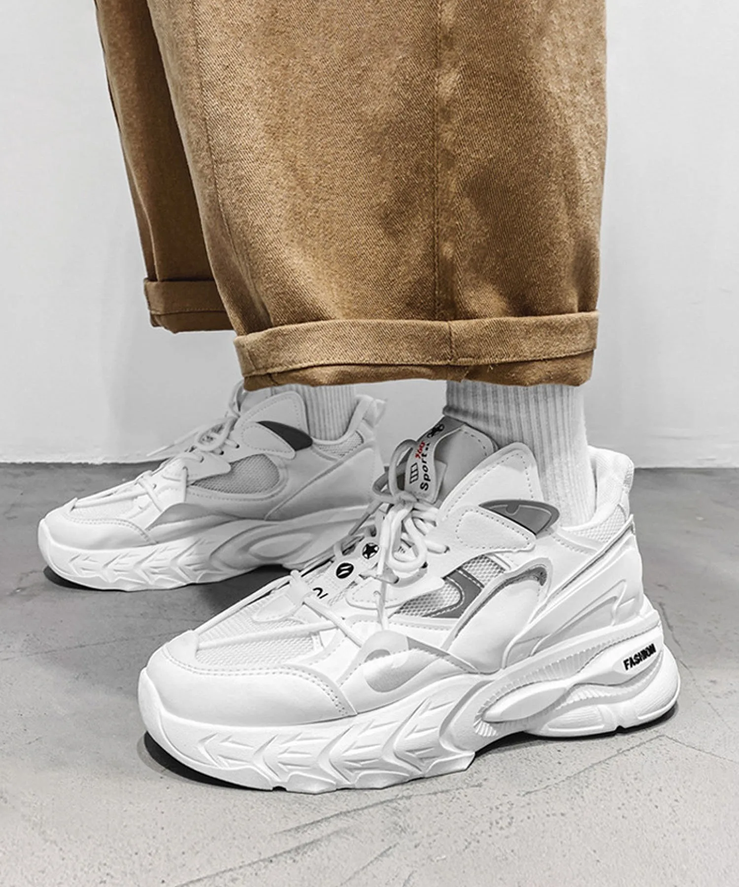 Кроссовки на платформе в стиле «папиных кроссовок» Aimoha Mens, white