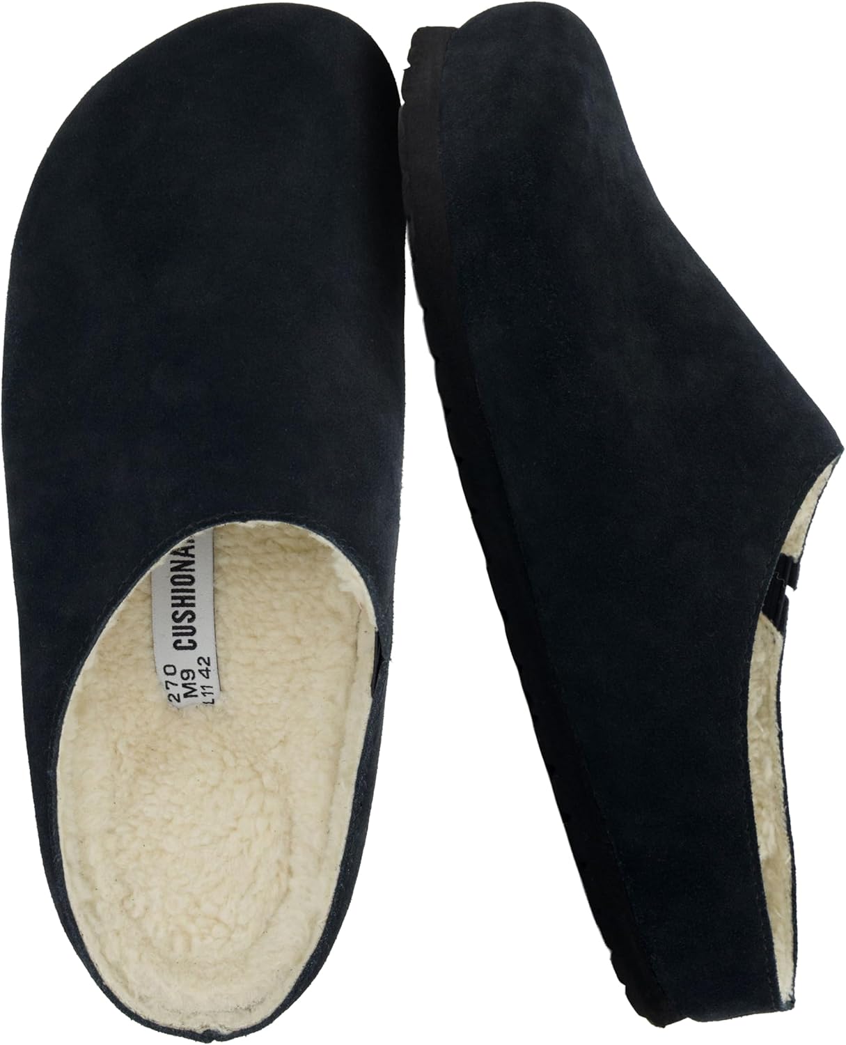 

Мужские тапочки CUSHIONAIRE Heath из настоящей замши - уютные домашние сабо с искусственным мехом и ортопедической подошвой с эффектом памяти, для дома и улицы, черный