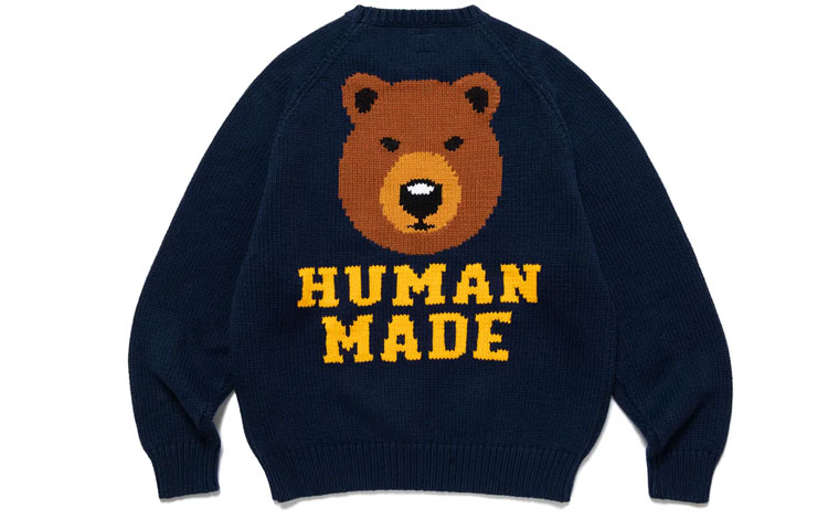 

Свитер реглан вязаный HUMAN MADE, морской синий