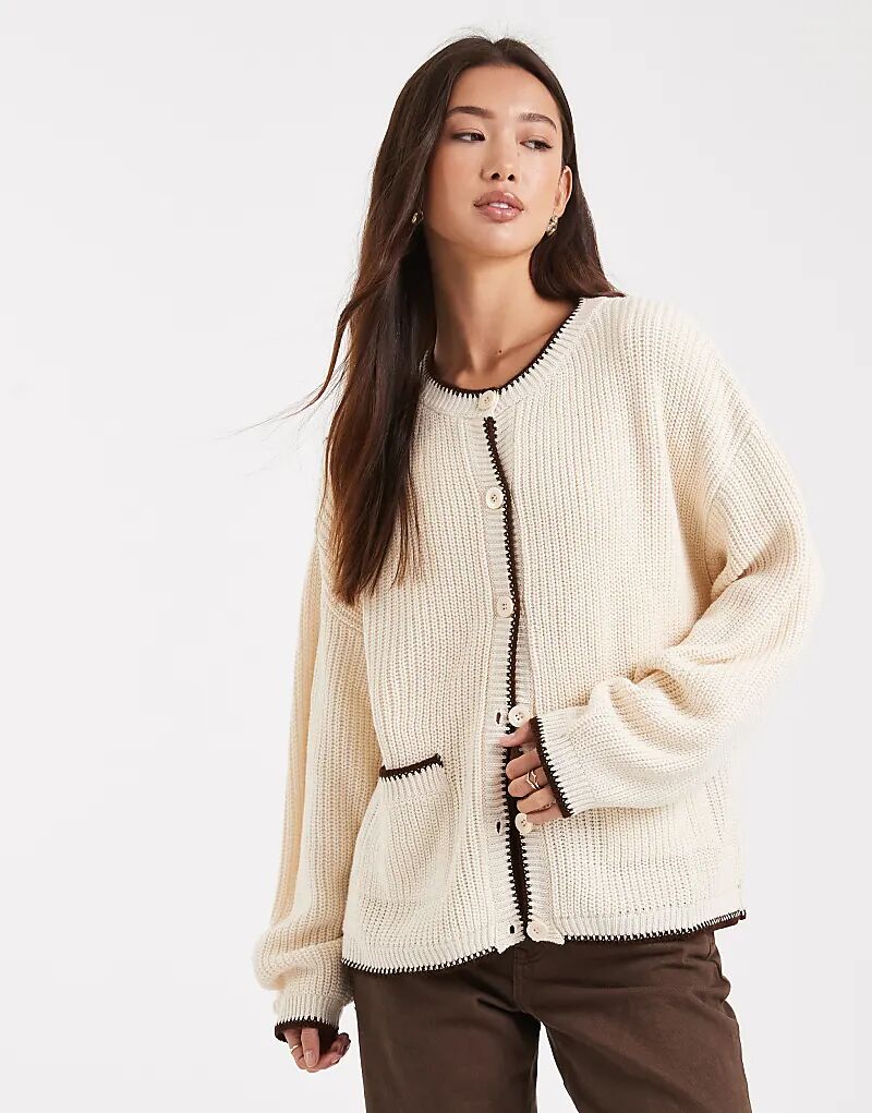 

Кардиган Miss Selfridge с двумя карманами, выполненный методом одеяла, цвета пахты